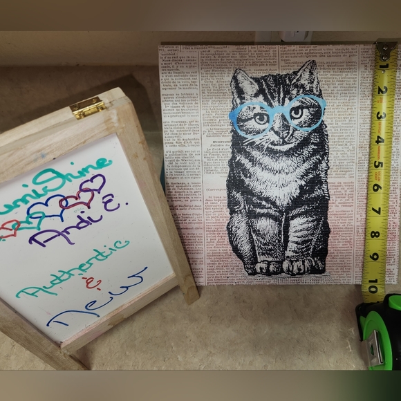 Arauco Cool Cat w/ Blue Glasses 10.25" x 10.25" Canvas Print ~ NWT - Picture 2 of 5